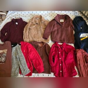 Assorted Red and Brown Jackets and Sweaters